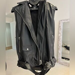 H&m - Black faux Leather Moto/Biker Vest